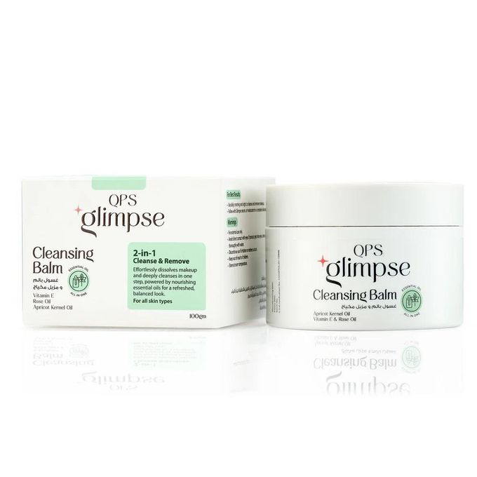 كيو بى اس جليمبز 2*1 غسول ومزيل مكياج 100جم - Qps Glimpse Cleansing Balm 2-in-1 Cleanse & Remove 100 gm