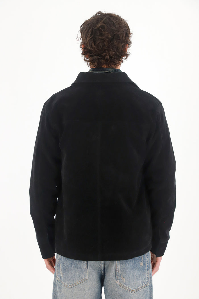 Black Synthetic Suede Jacket for Men