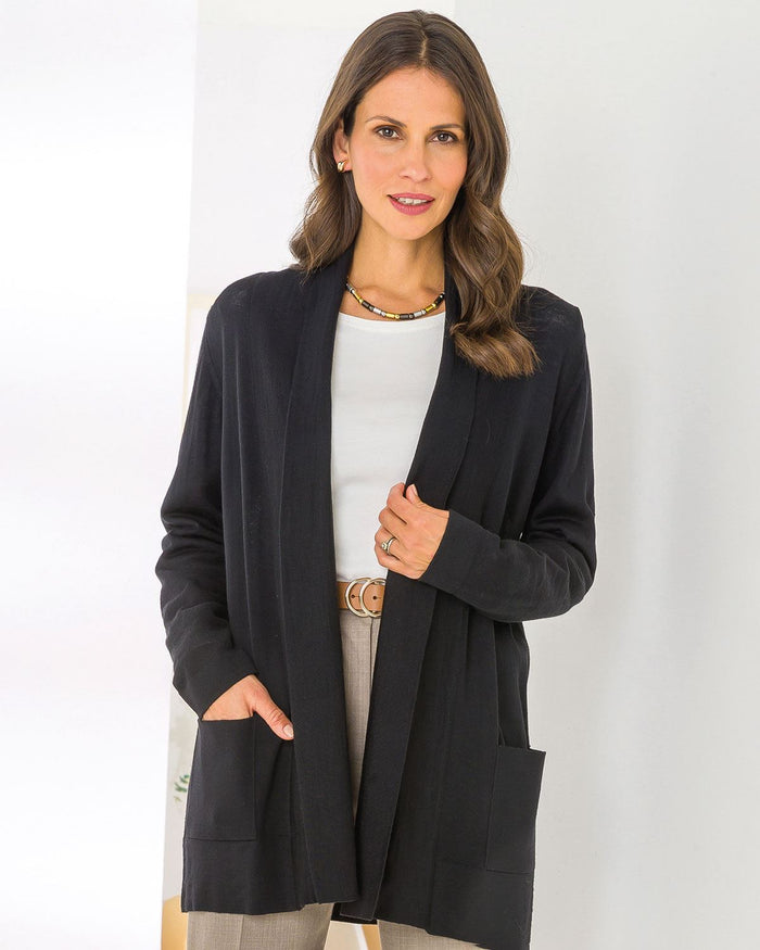 Celine Merino Wool Blend Cardigan - Black - The Classic Boutique