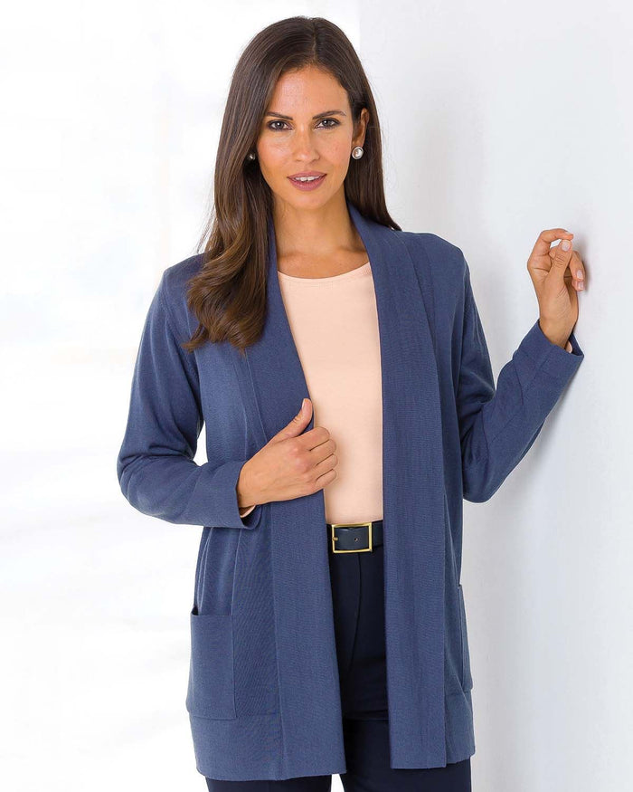 Celine Merino Wool Blend Cardigan - Indigo - The Classic Boutique