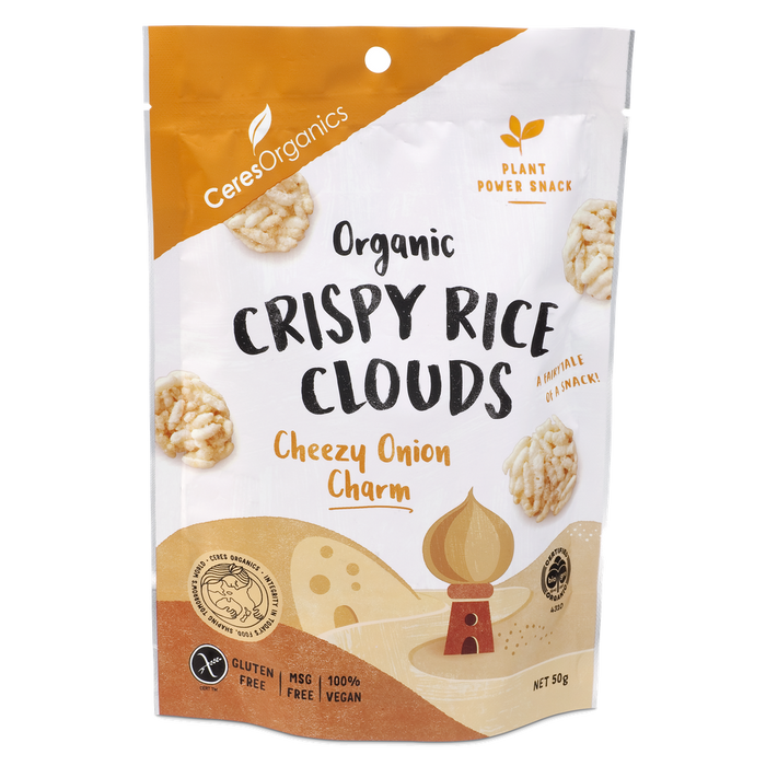 Ceres Organics Crispy Rice Clouds Cheezy Onion Charm - 50g - L'Organic