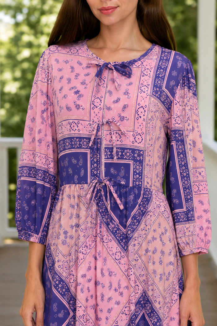 Crystal Pink & Purple Patchwork Dress-Final Sale