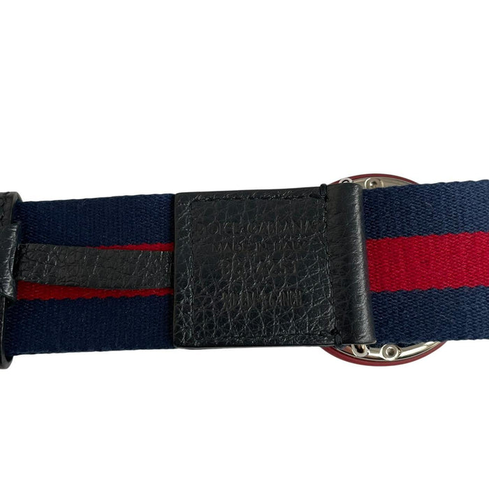 Dolce & Gabbana Red and Navy Blue Millennials Fabric/Leather Belt