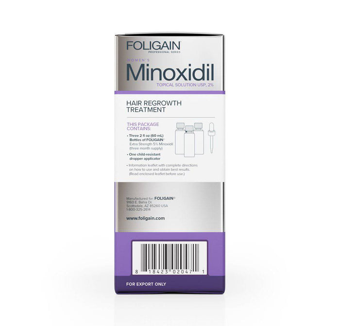FOLIGAIN Minoxidil 2% Hair Regrowth Treatment For Women 12 Month Supply - FOLIGAIN