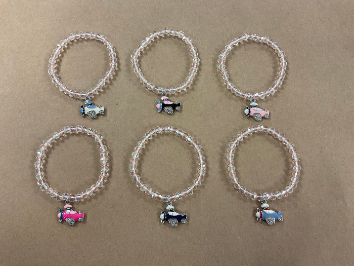 Pink Crystal Enameled Plane Bracelet