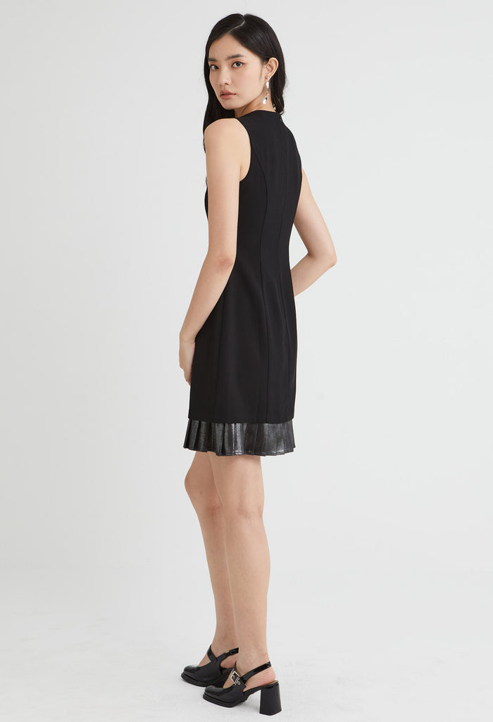 Layered Pleated Midi Dress