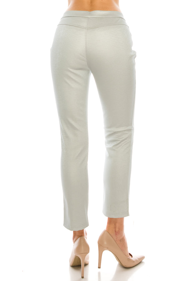 Light Grey Metallic Skinny Pants - Born To Glam