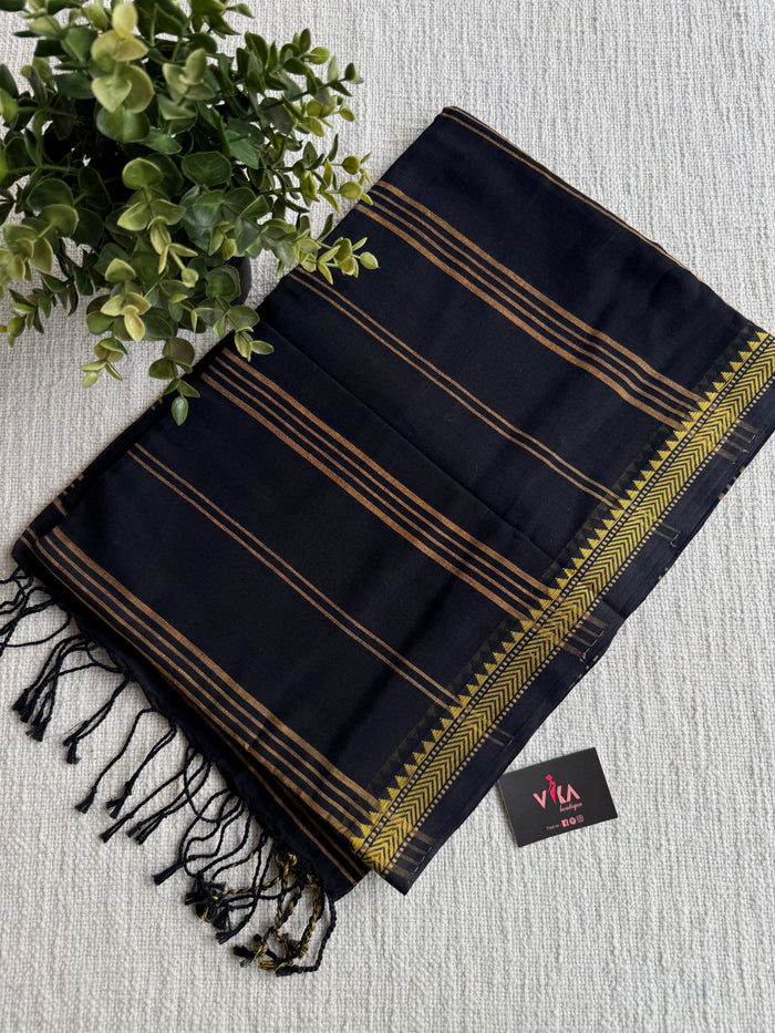 Mangalgiri border cotton saree - Black