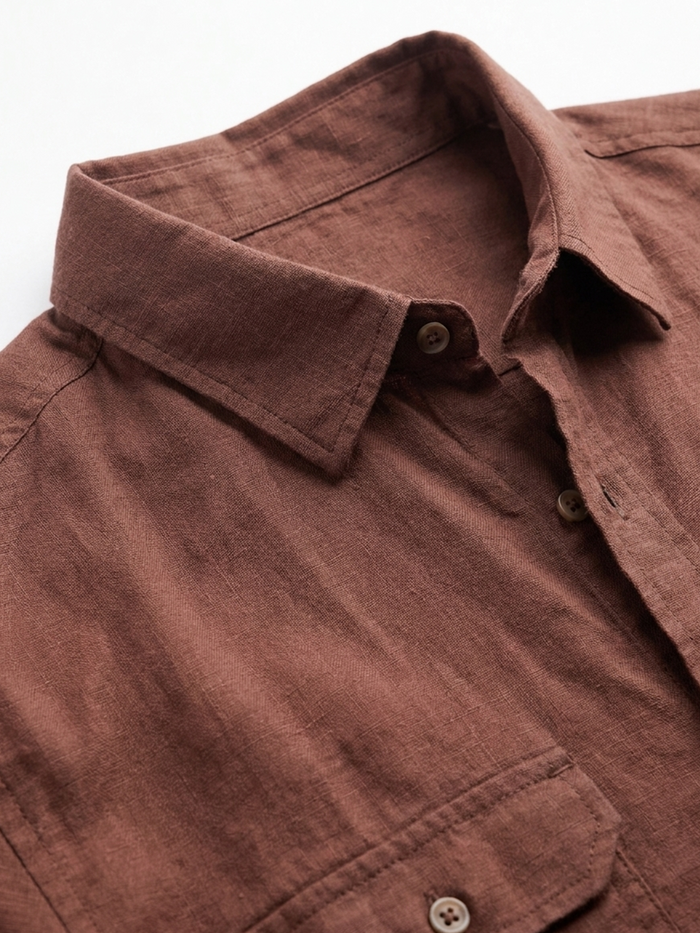 Men's Brown Linen Cotton Regular Fit Shirt