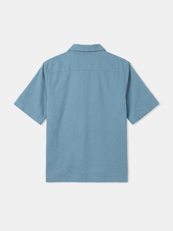 Men's Linen Cotton Regular Fit Shirt Blue