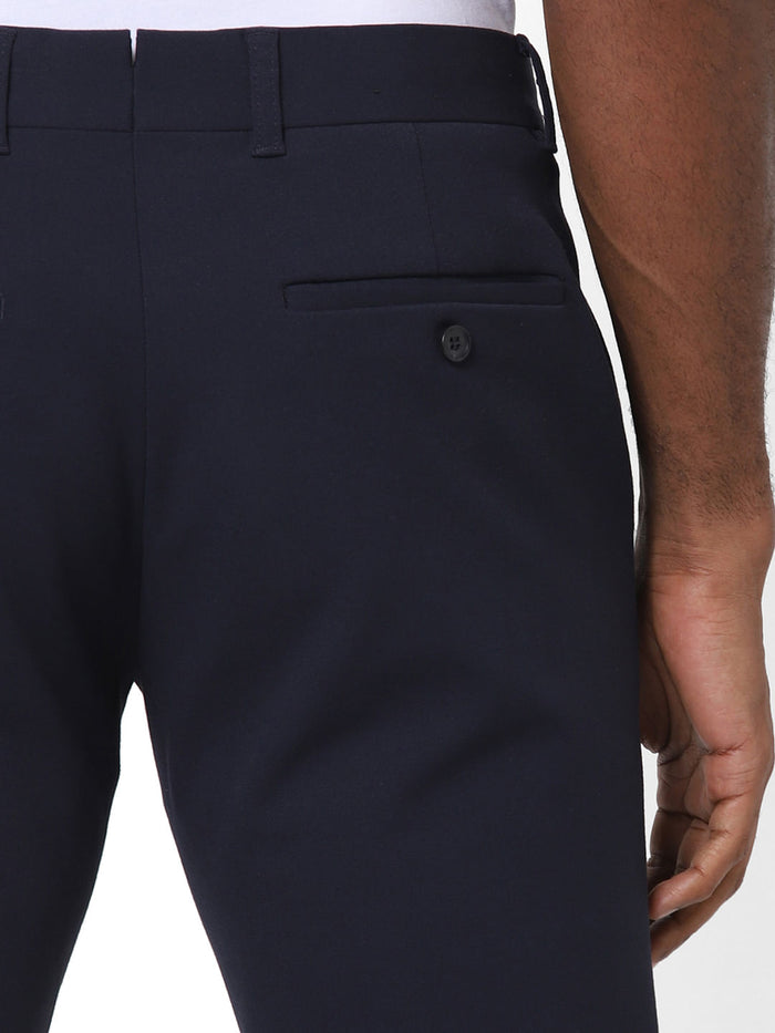 Navy Blue Slim Fit Formal Trousers