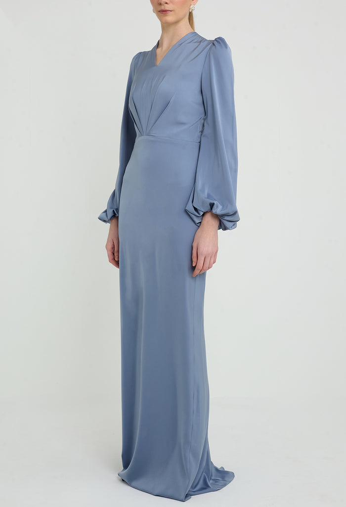 nichii x NURITA HARITH Lustre Inverted V Pleated Maxi Dress