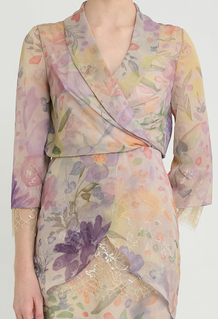 nichii x NURITA HARITH Serene Floral Surplice Petal Maxi Dress