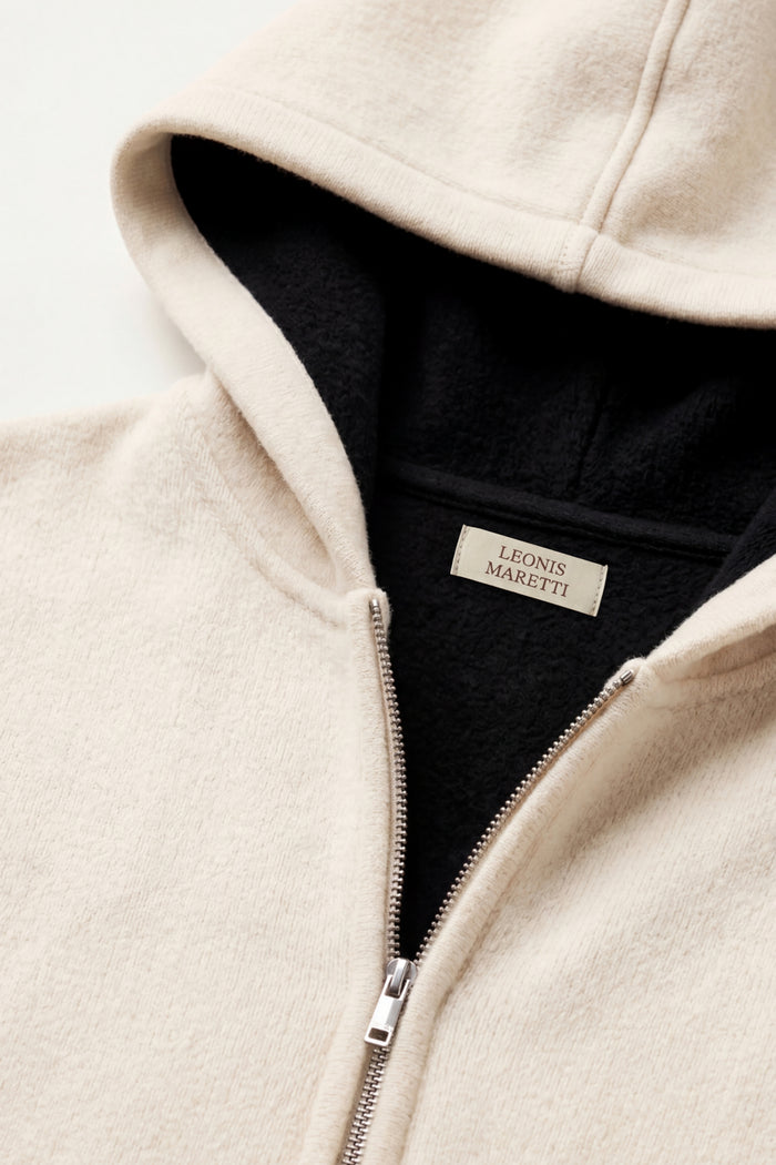 Novaro Hooded Zip Knit Ivory/Black