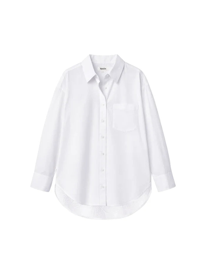 White Cutwork Embroidered Back Shirt