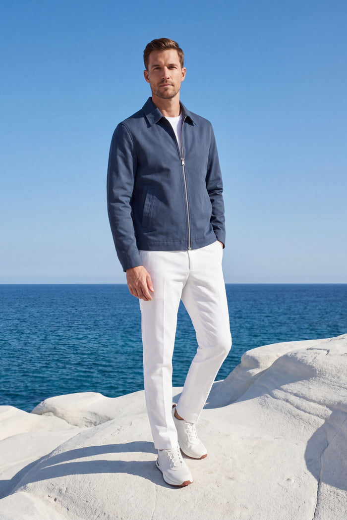 Pietro Lightweight Zip Jacket Blue