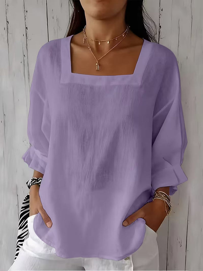 Renske - Blouse femme à col carré et manches longues