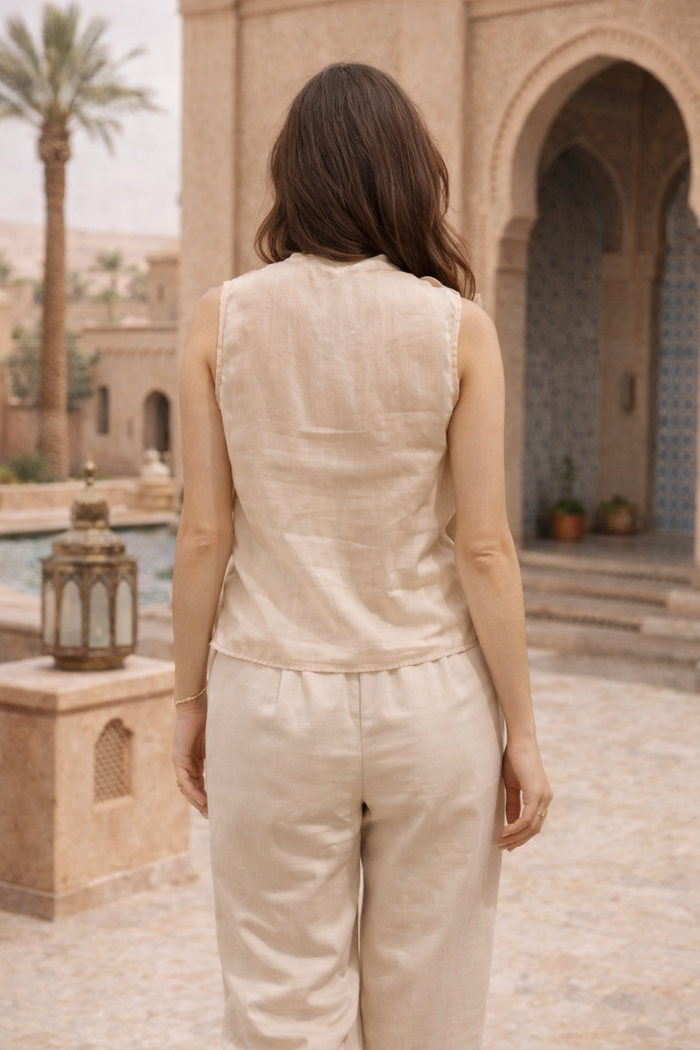 Rosa Ruffle Top Beige