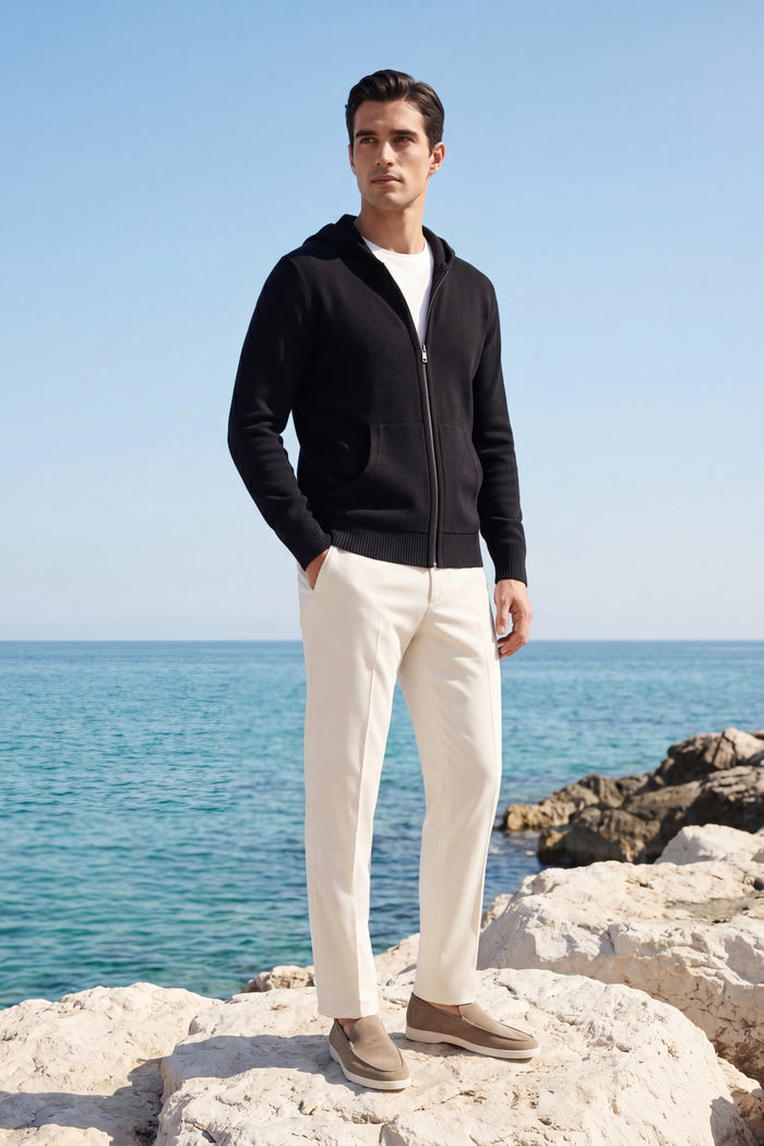 Tavole Hooded Zip Black
