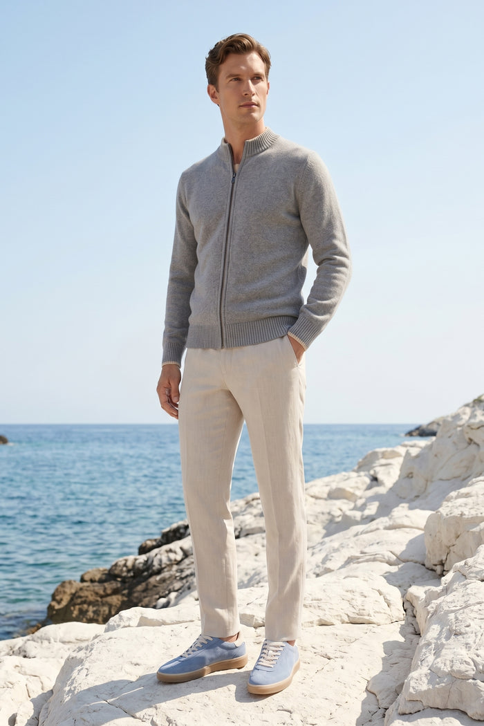 Terenzo Zip Cardigan Grey