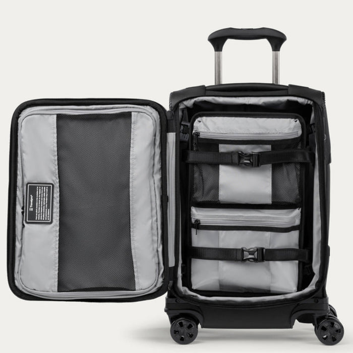 Travelpro Crew Classic Compact Carry-On Spinner Interior with snaps and bags