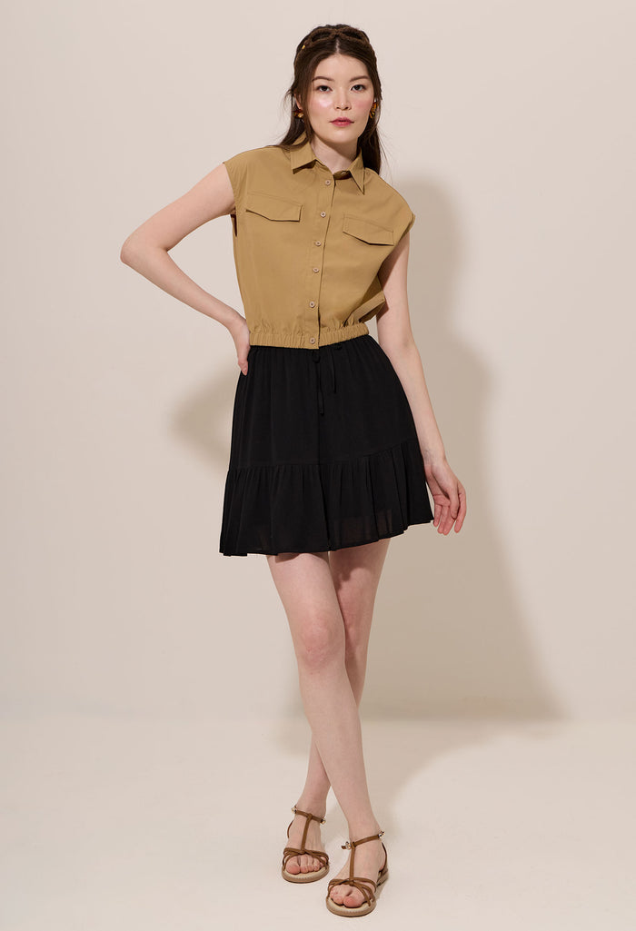 Utility Cropped Button Down Blouse