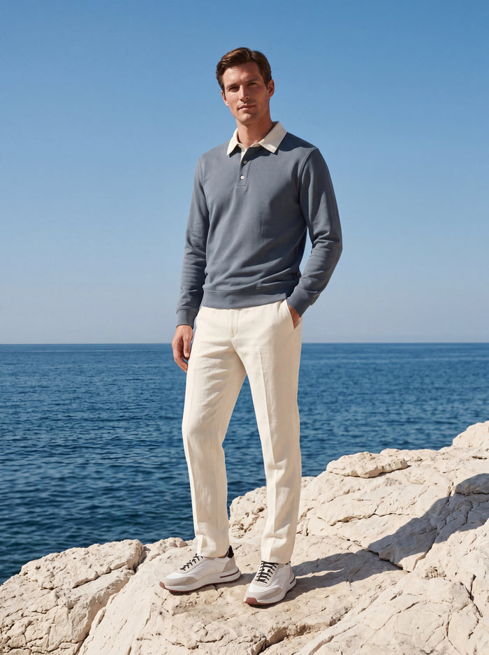Valerio Polo Knit Cyan