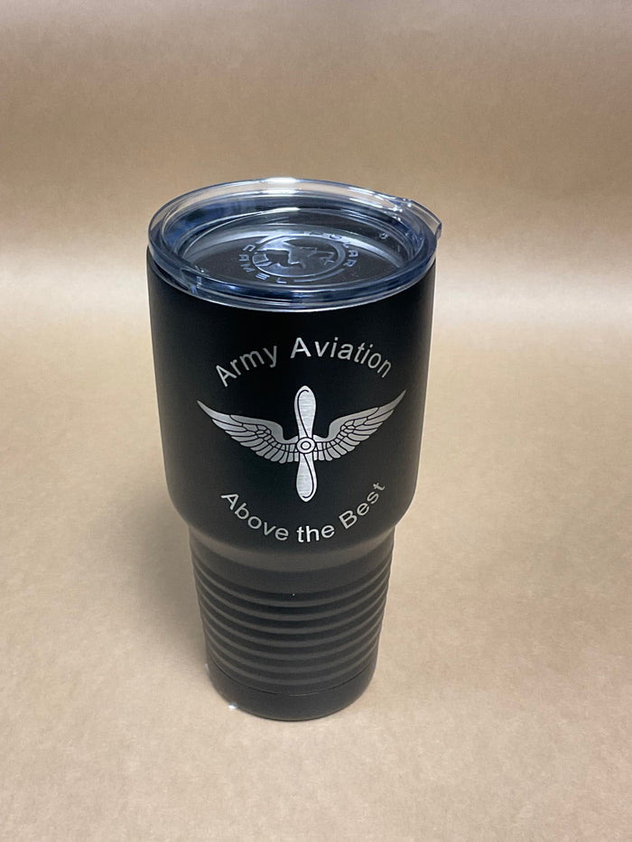 30oz Double Insulated Tumbler with  Army Aviation Insignia Laser Engraving