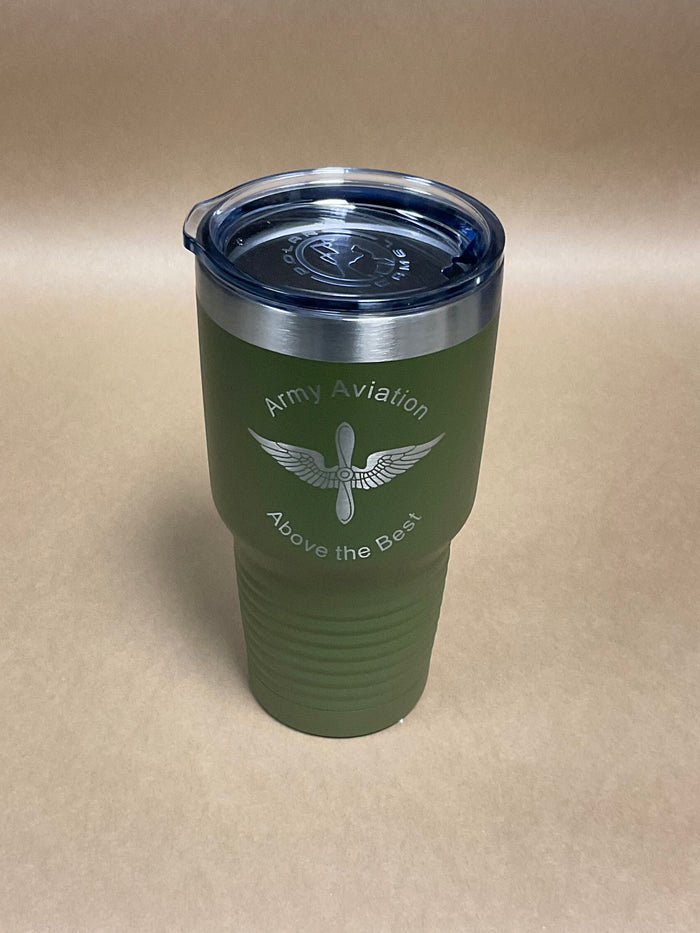 30oz Double Insulated Tumbler with  Army Aviation Insignia Laser Engraving