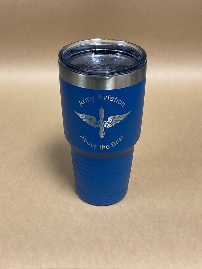 30oz Double Insulated Tumbler with  Army Aviation Insignia Laser Engraving