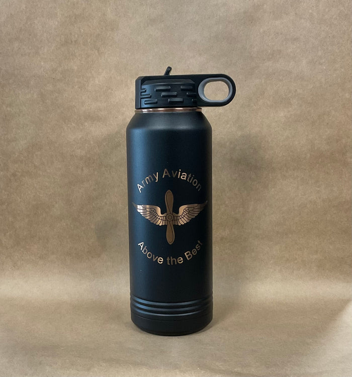 32oz Water Bottle with etched Army Aviation
