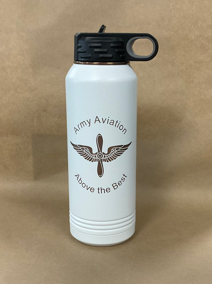 32oz Water Bottle with etched Army Aviation
