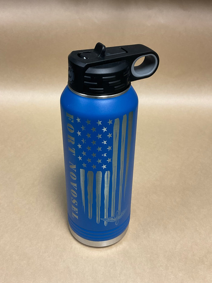 32oz Water Bottle with etched Flag