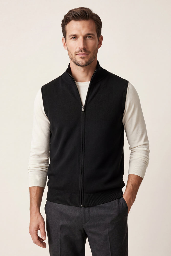 Alberto Merino Zip Vest Black