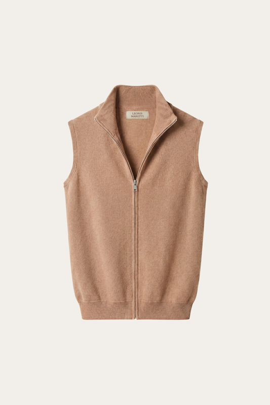 Alberto Merino Zip Vest Camel