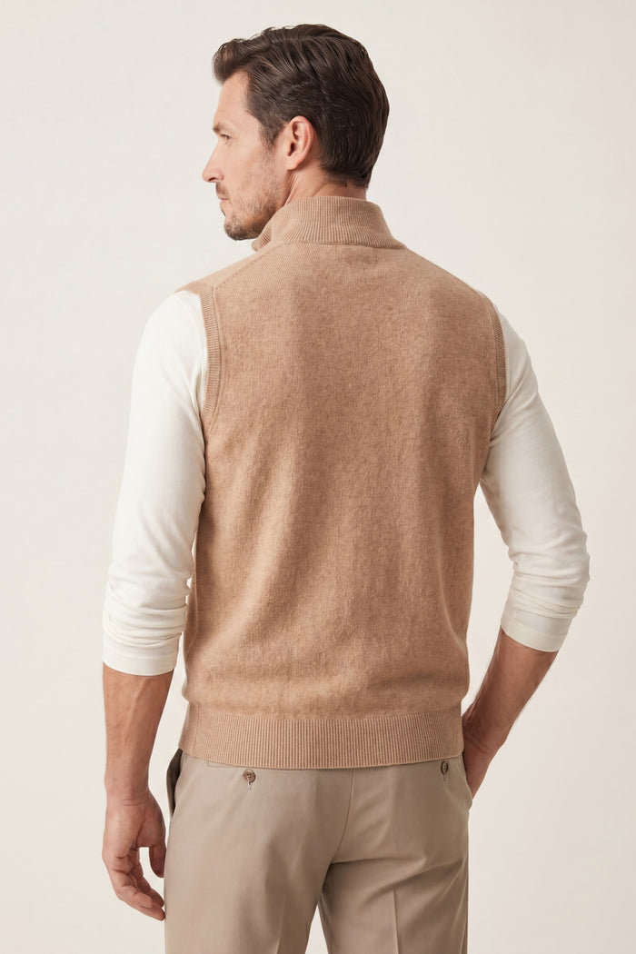 Alberto Merino Zip Vest Camel