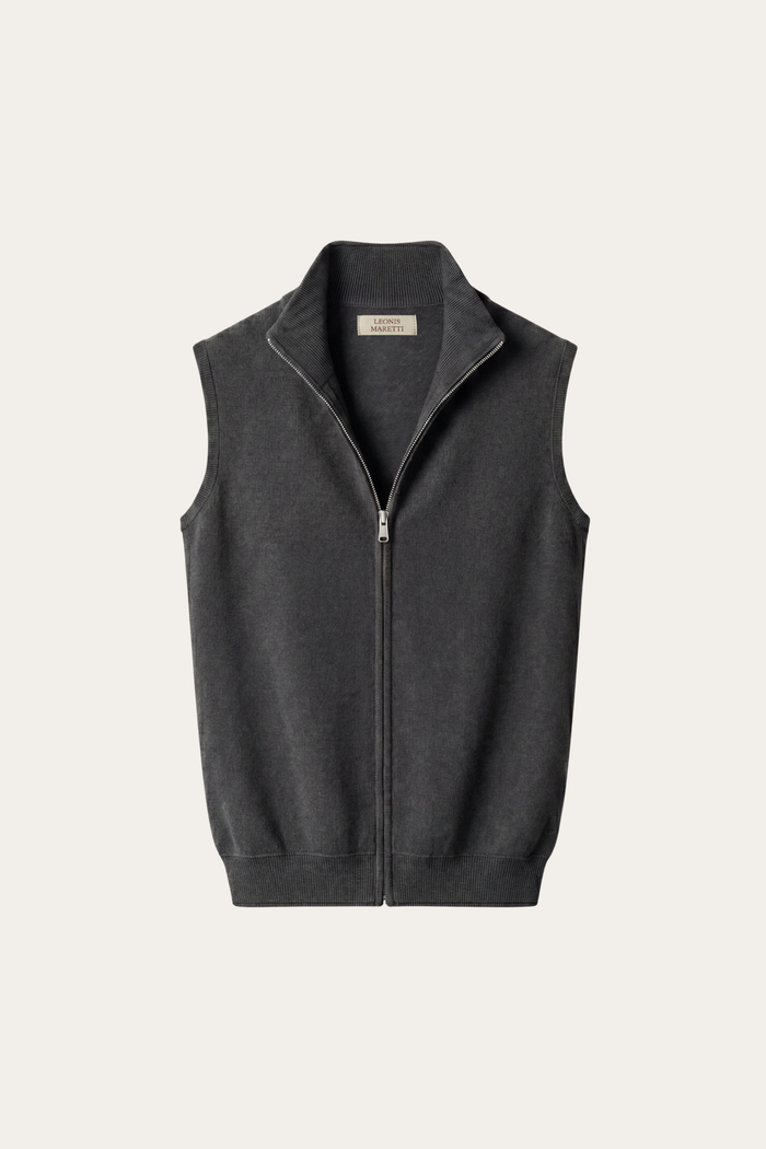 Alberto Merino Zip Vest Dark Grey