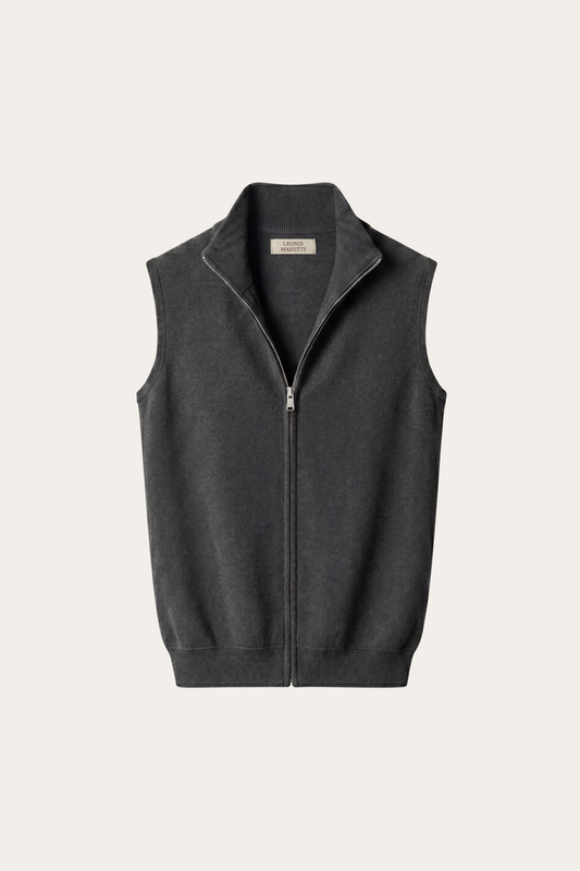 Alberto Merino Zip Vest Dark Grey