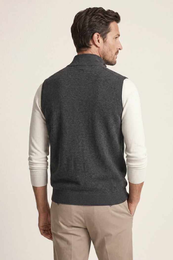 Alberto Merino Zip Vest Dark Grey