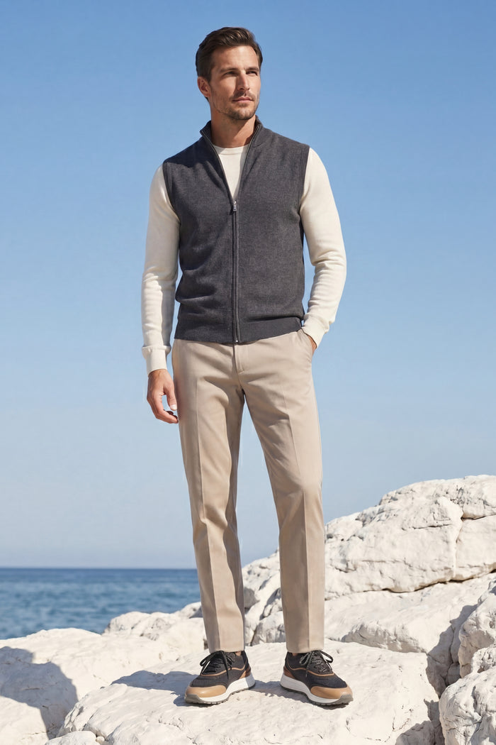 Alberto Merino Zip Vest Dark Grey