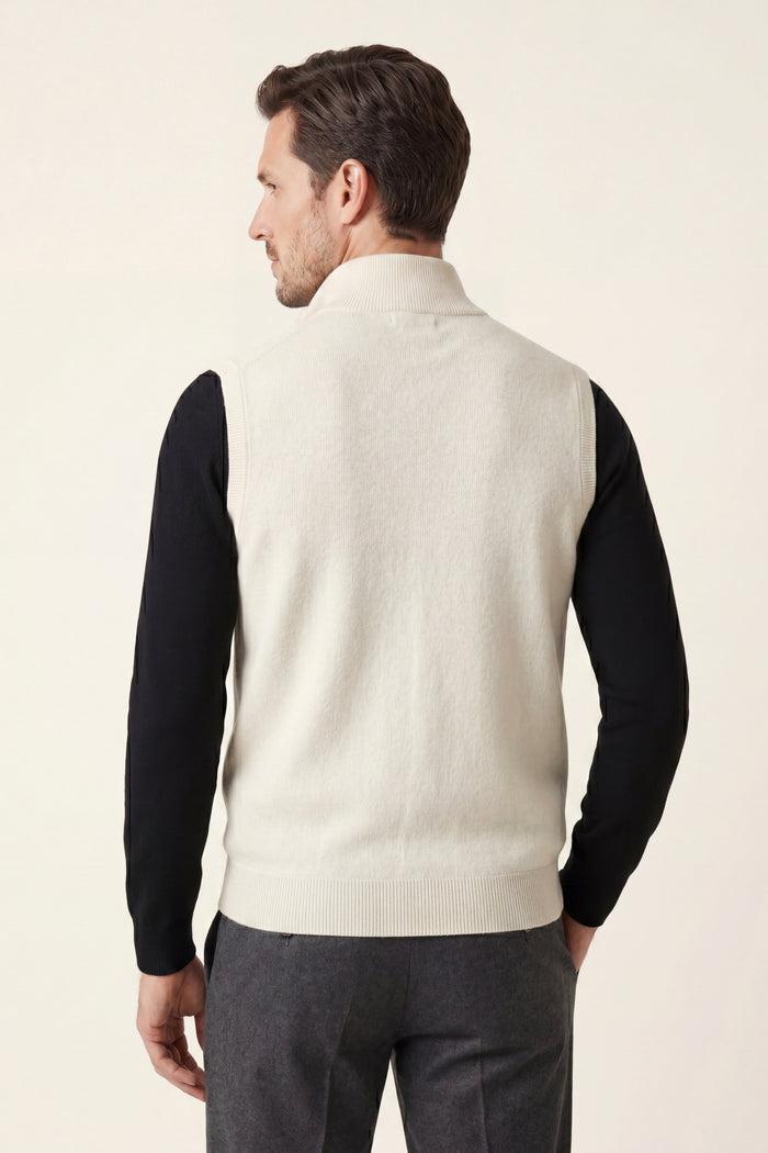 Alberto Merino Zip Vest Ivory