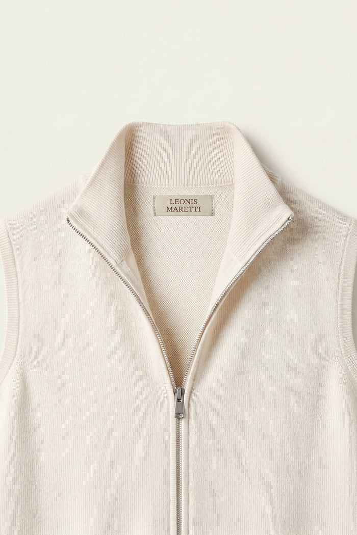 Alberto Merino Zip Vest Ivory