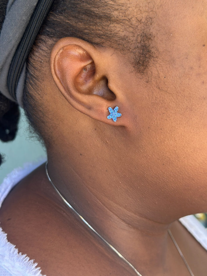 Blue sparkly earring