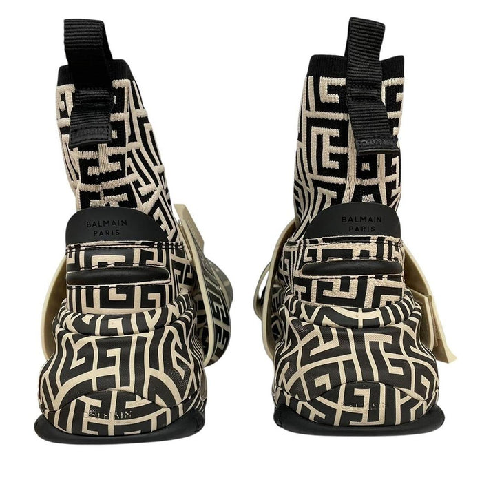 Balmain Black and Cream B-Bold Monogram Sock Trainers