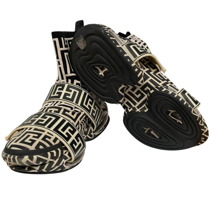 Balmain Black and Cream B-Bold Monogram Sock Trainers