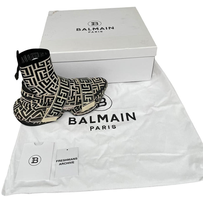 Balmain Black and Cream B-Bold Monogram Sock Trainers