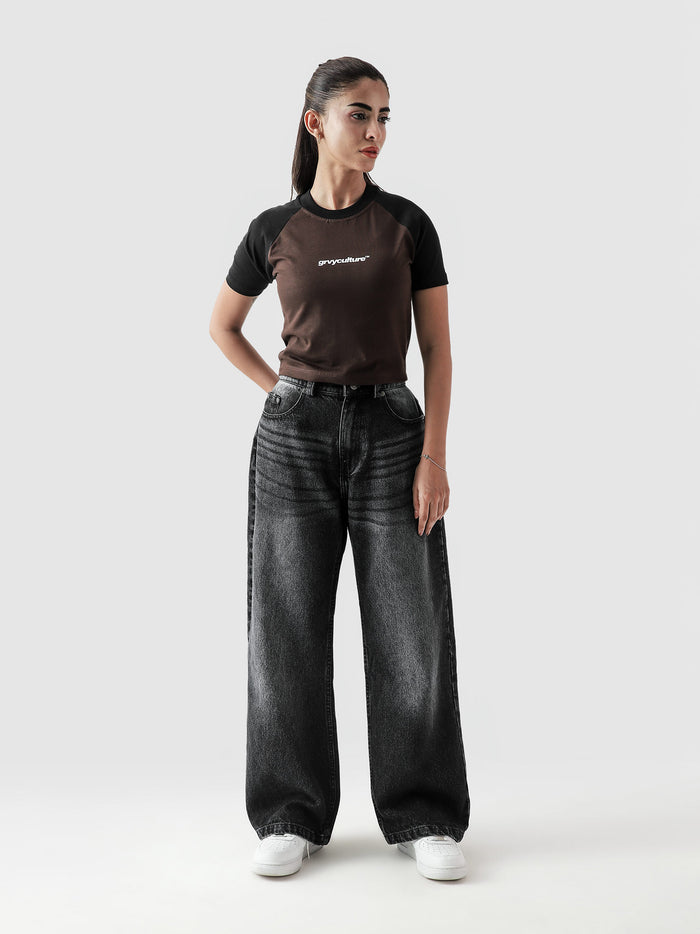 Mocha basic babytee female model front view Pakistan – GROOVY