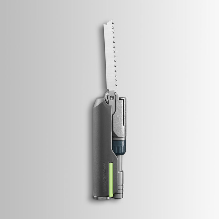 Batch #009: Adapter multitool with extended serrated saw blade in a compact, vertical configuration