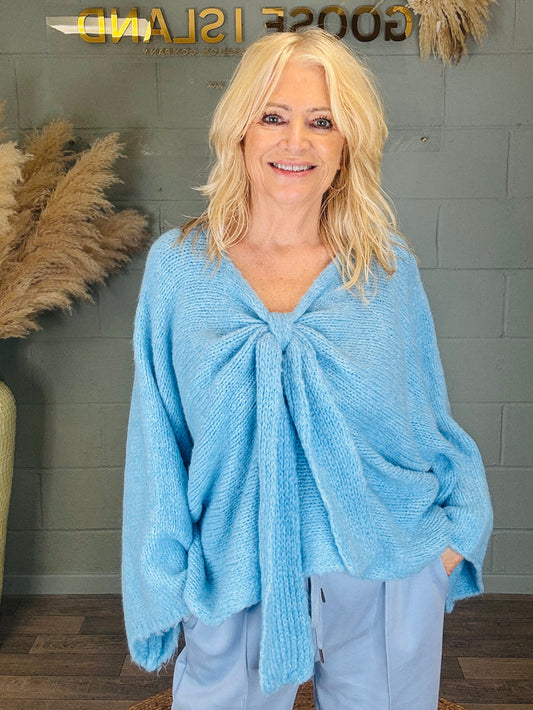 Bella Bow Jumper Blue