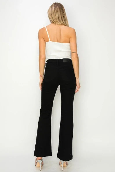 Black Crystal Pocket Flare Jeans - Born To Glam